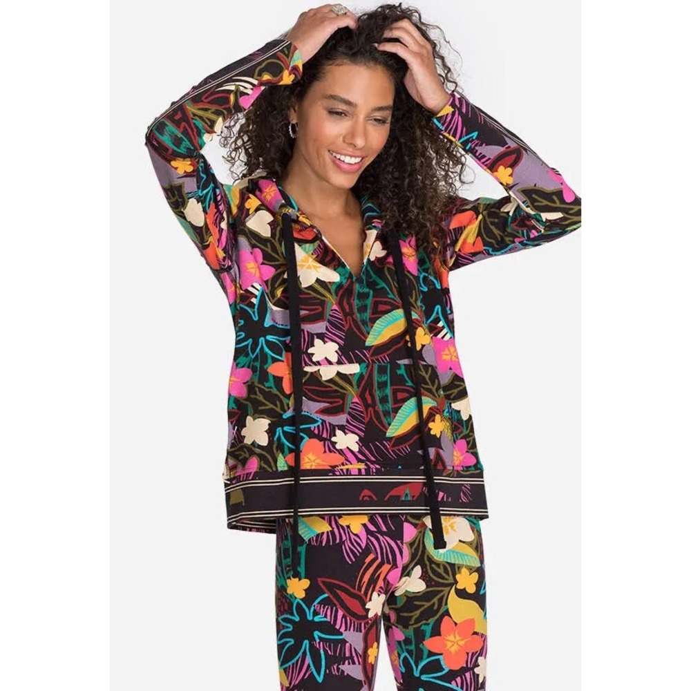 Johnny Was Wild Pullover Hoodie Sweatshirt Womens XL Modern Luxury Designer Chic